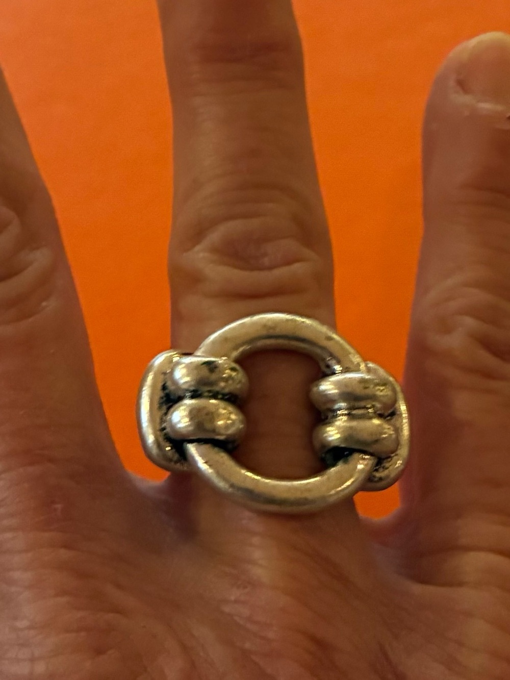 Chunky Silver Circle Link Ring